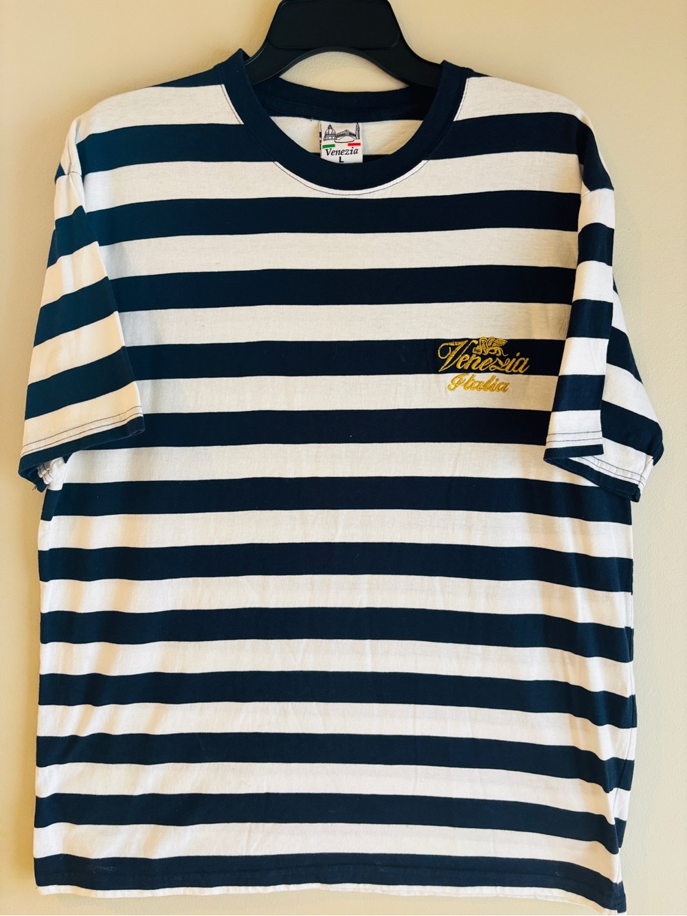 Venezia Italia Navy & White Striped T-Shirt - Large